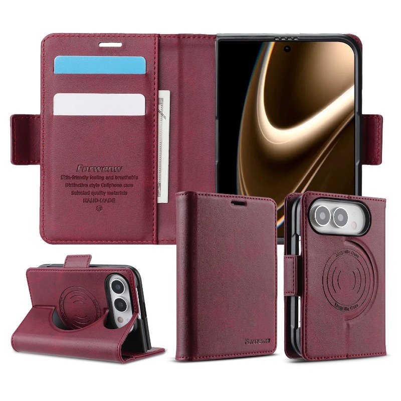 Leather Wallet Card Holder Phone Cover - Étui de téléphone magnétique en cuir