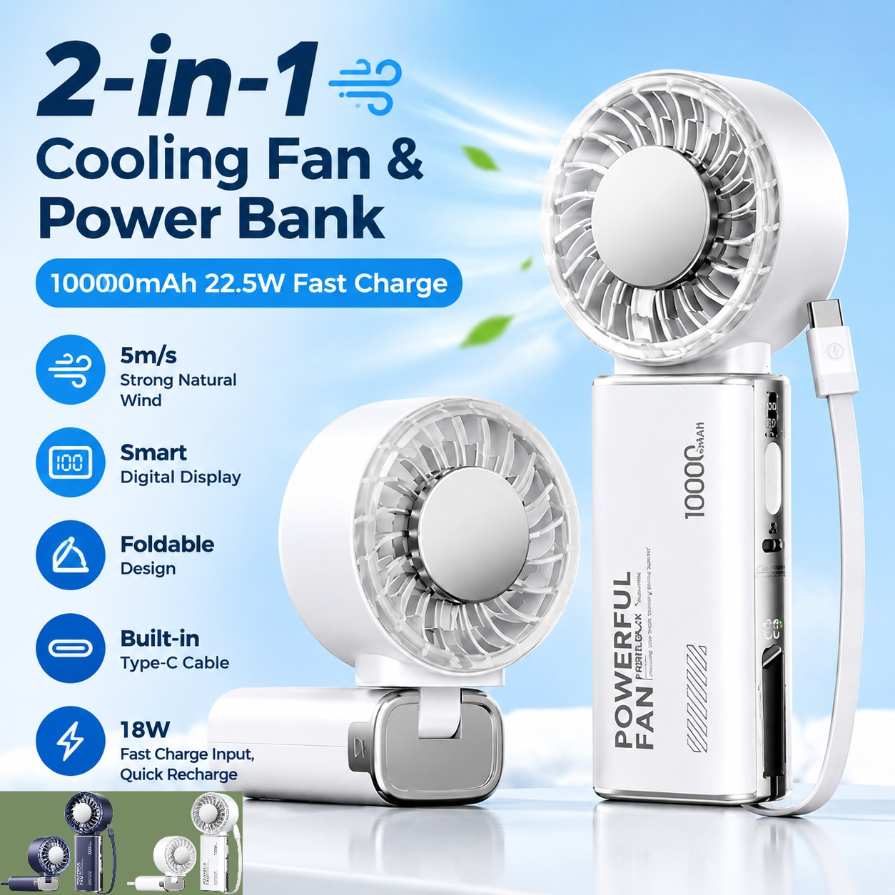 Power Banks - Ventilateur portatif REMAX avec batterie externe