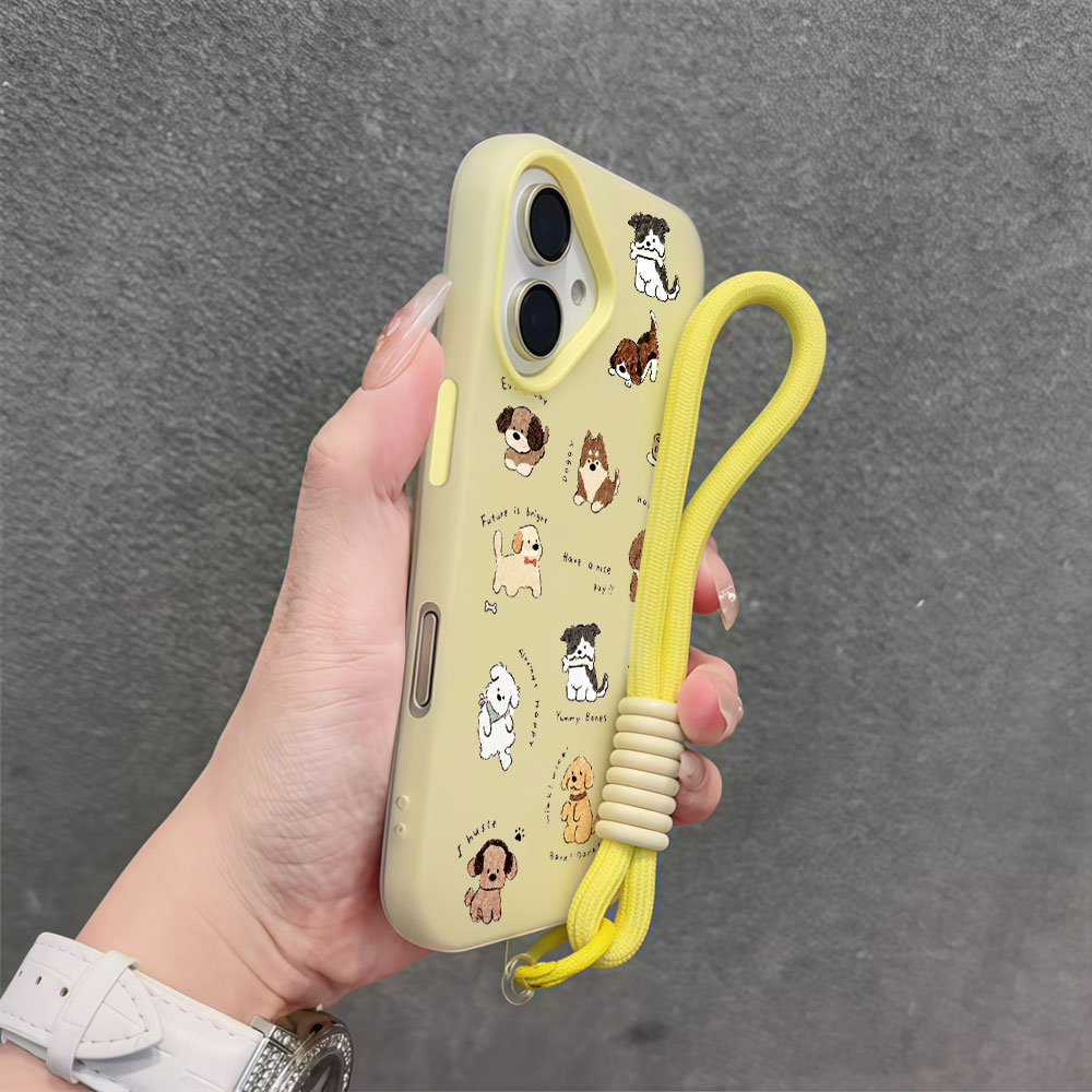 Cute Cartoon Wrist Strap Silicone Case - Coque de téléphone mignonne motif chien
