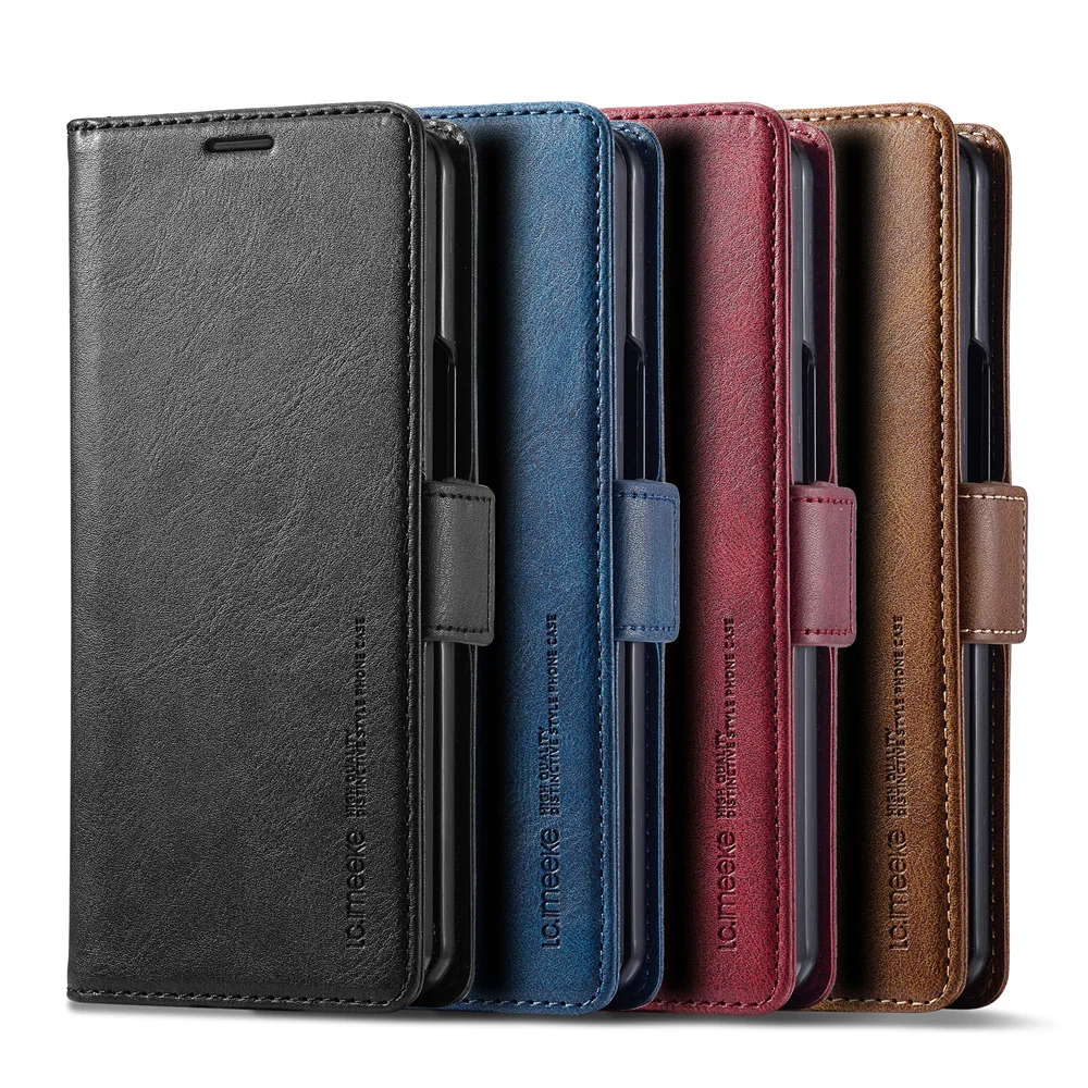Leather Wallet Card Holder Phone Cover - Étui portefeuille en cuir pour Samsung