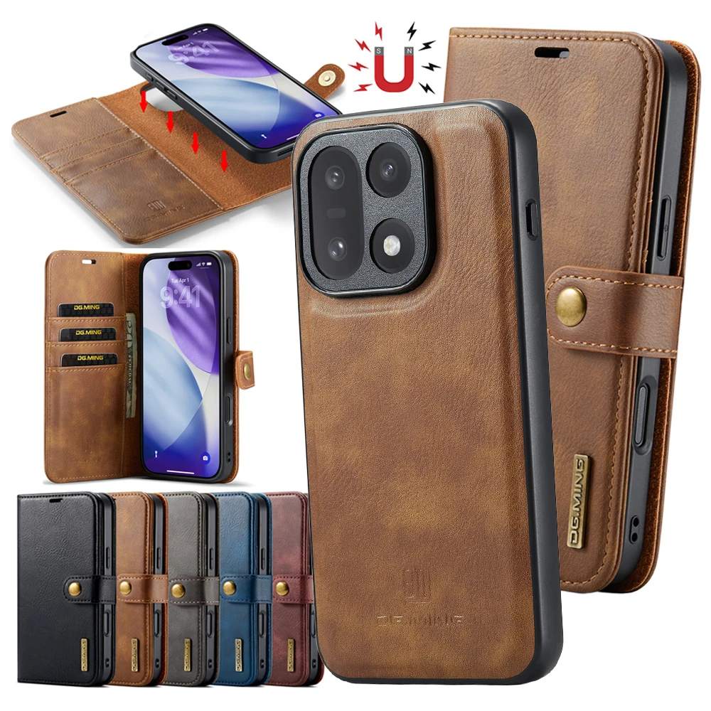 Leather Wallet Card Holder Phone Cover - Étui en cuir magnétique 2 en