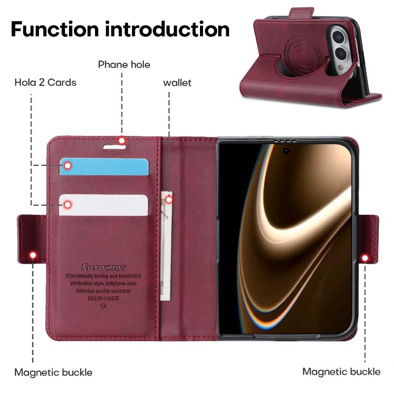 Étui de téléphone magnétique e - Leather Wallet Card Holder Phone Cover avis et prix